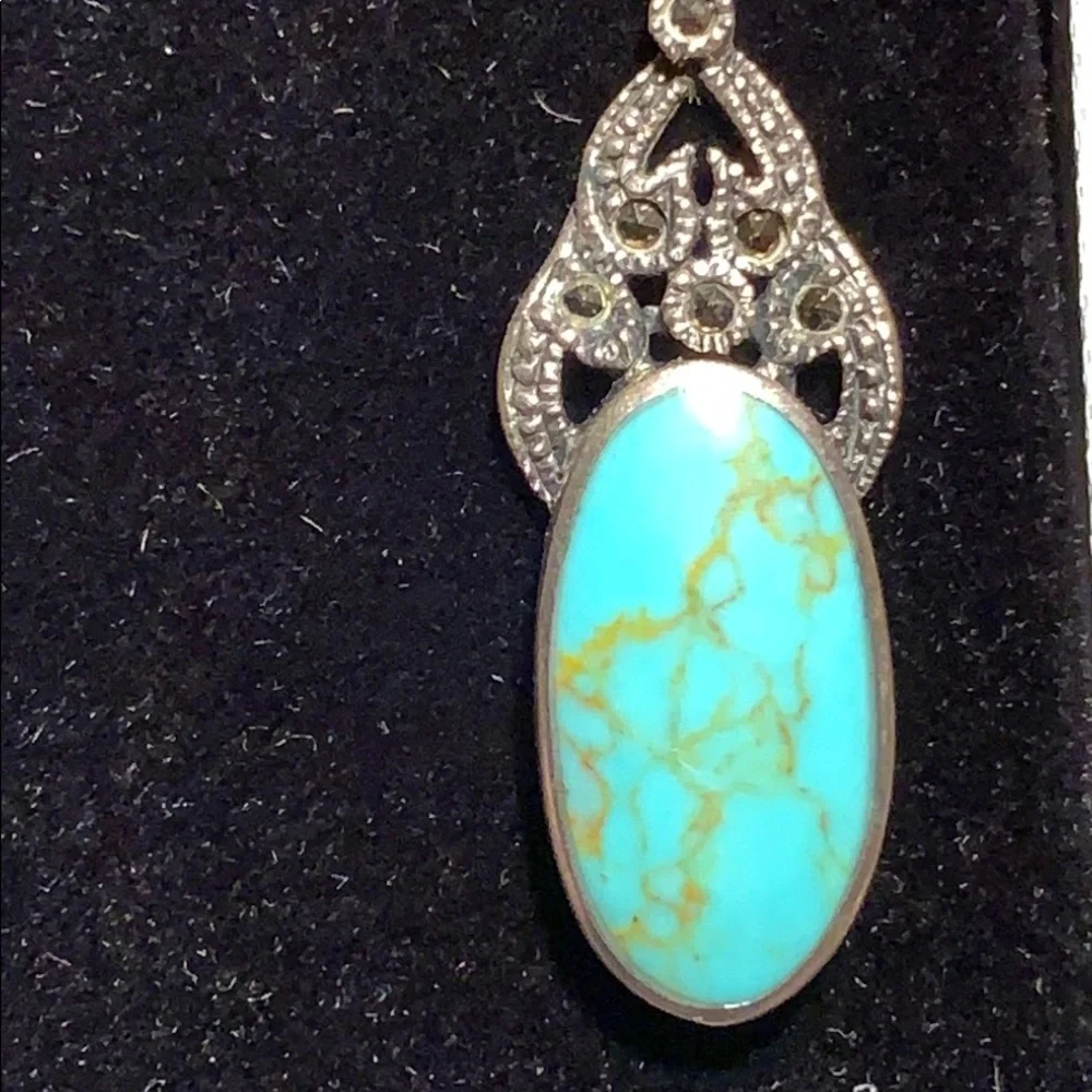 Sterling Silver/Turquoise classic danglin earrings - Picture 4 of 11